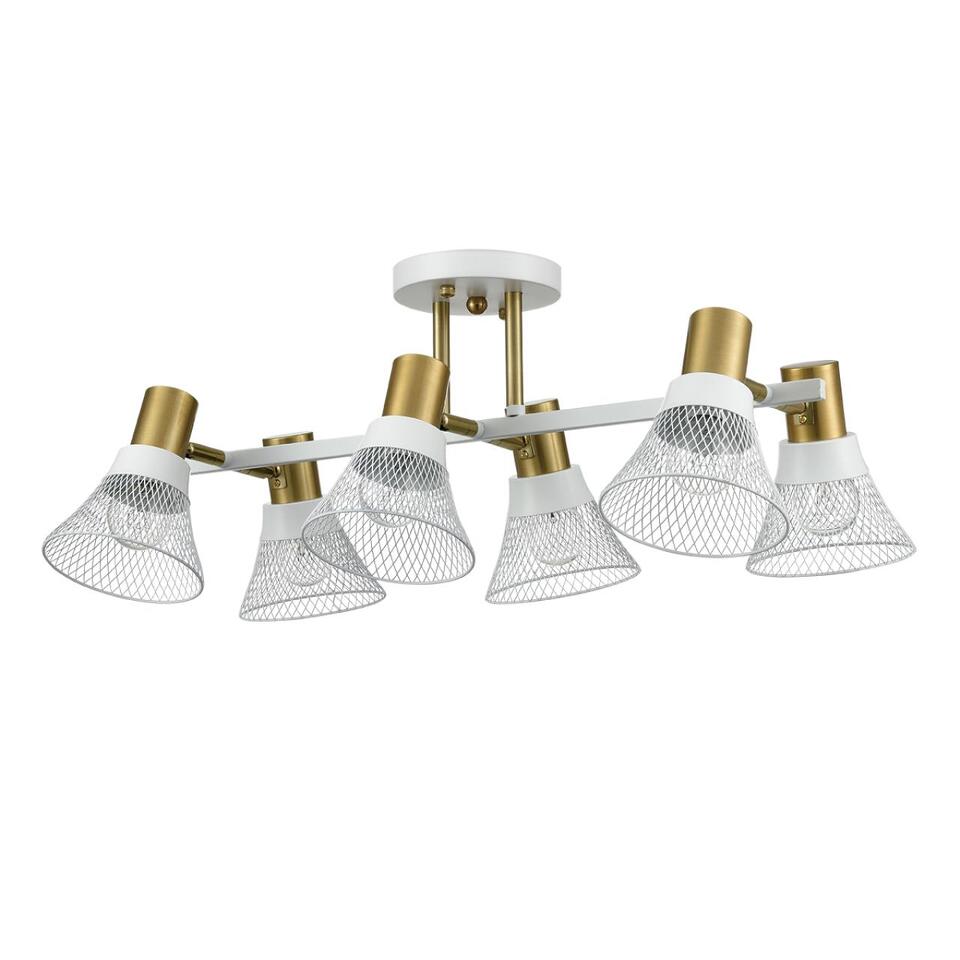 Фото №7  Люстра LUMION 8045/6C MODERNI LN26 220 белый, латунь/белый металл/металл Люстра потолочная Е14 6*40W 220V ANRIYA