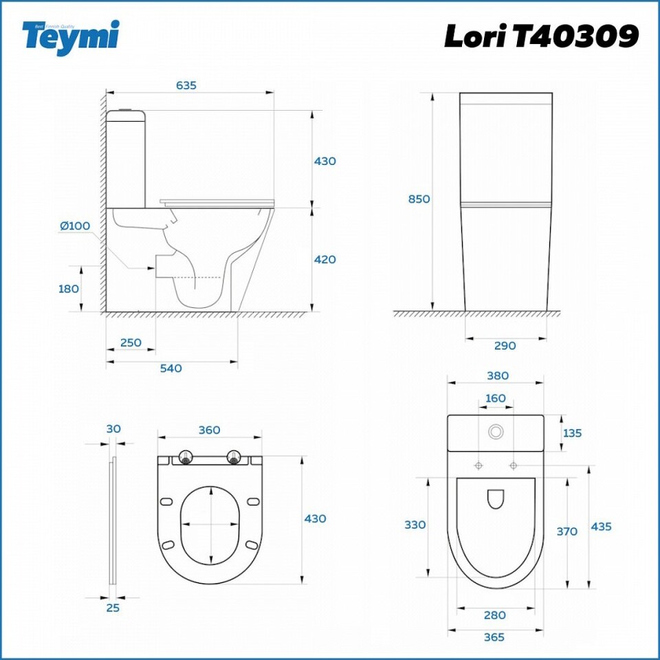 Фото №15  Унитаз Teymi Унитаз напольный Lori безободковый, сиденье микролифт T40309