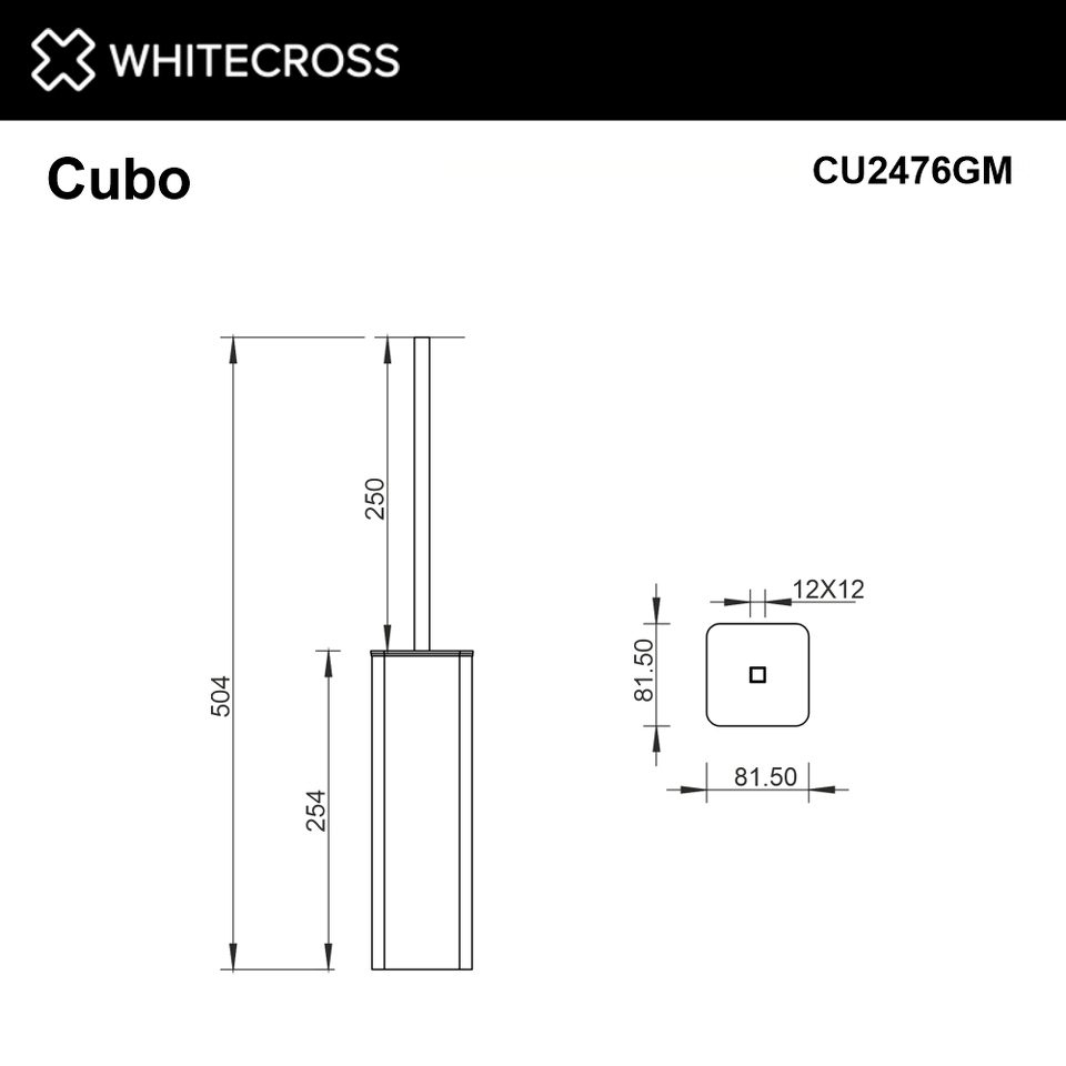Фото №2  Ершик напольный WHITECROSS Cubo CU2476GM (оружейная сталь)