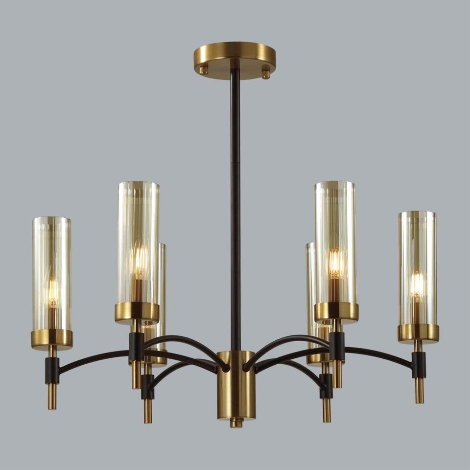Фото №3  Люстра LUMION 6538/6C CLASSI LN23 000 чёрный, латунь Люстра потолочная E14 6*40W 220V SHARON