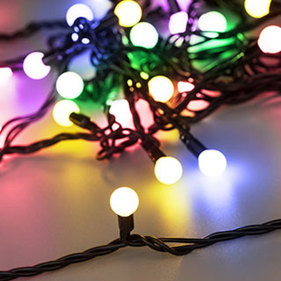 Фото №1  Ardecoled Светодиодная гирлянда ARD-BALL-CLASSIC-D13-5000-BLACK-50LED RGB (230V, 3.5W) ( IP65)