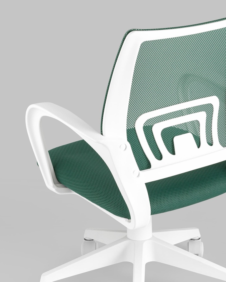 Фото №9  Кресло Кресло офисное TopChairs ST-BASIC-W зеленый крестовина пластик белый