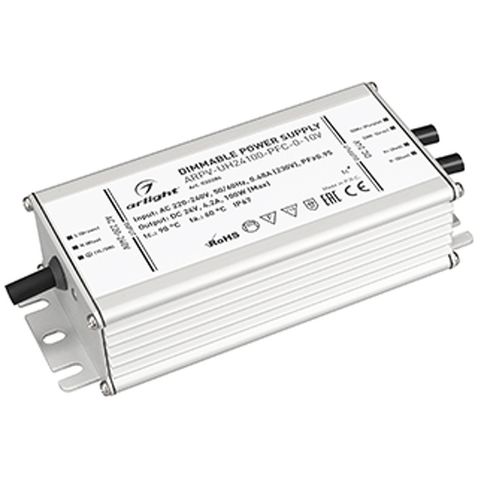 Фото №1  Arlight Блок питания ARPV-UH24100-PFC-0-10V (24V, 4.2A, 100W) ( IP67 Металл, 7 лет)