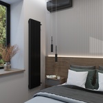 Превью фото №1  Радиатор Asthetik  Alpha V 30x60 1000 -8, Низ право, 9005 RAL черный мат
