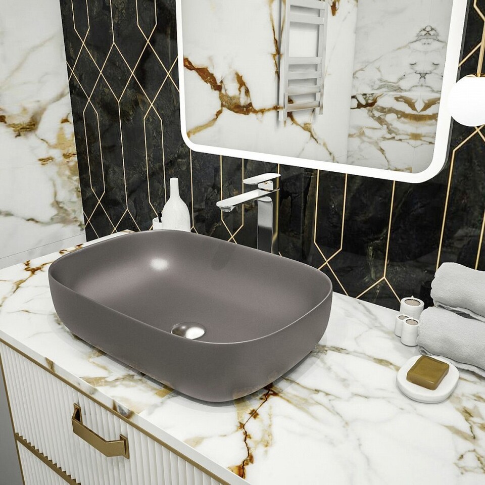 Фото №13  Раковина Teymi Раковина Solli 60 artceramic, накладная, Графит Матовая T50396