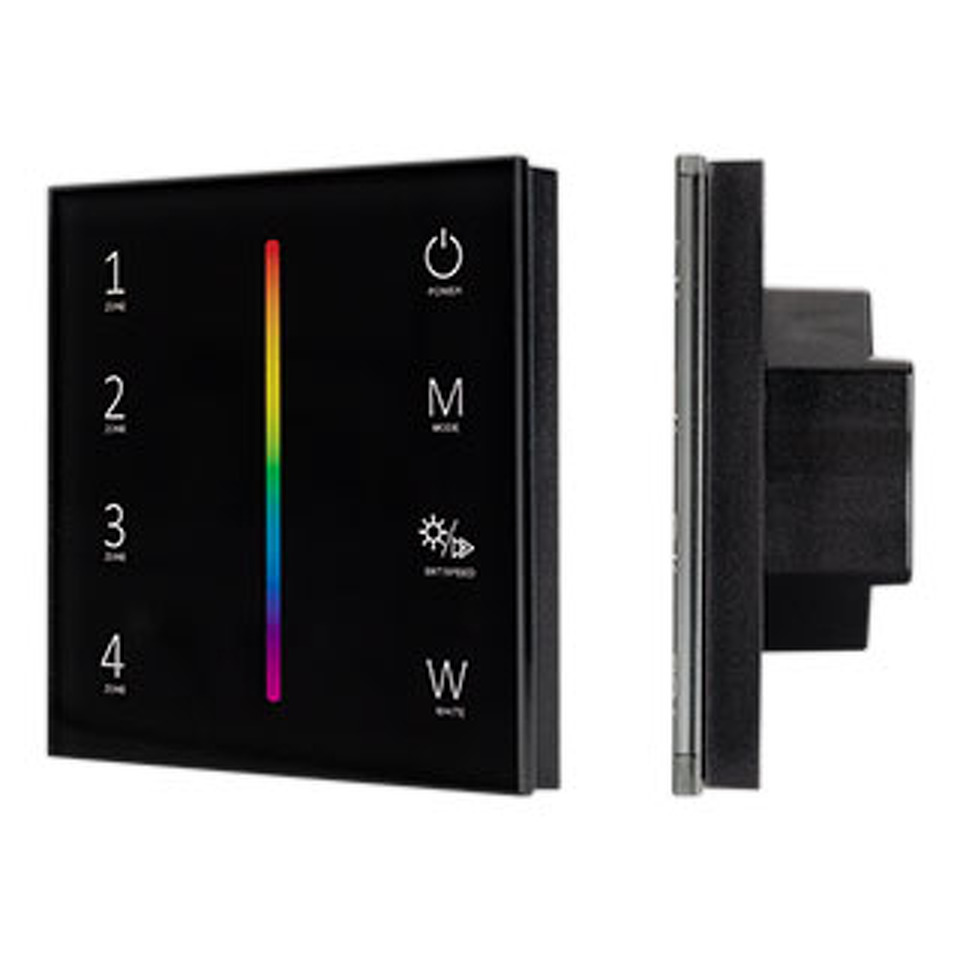 Фото №1  Arlight Панель Sens SMART-P30-RGBW Black (230V, 4 зоны, 2.4G) ( IP20 Пластик, 5 лет)