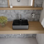 Превью фото №7  Раковина Teymi Раковина Helmi Mini 41, накладная с полочкой под смеситель, Черная Матовая T50289