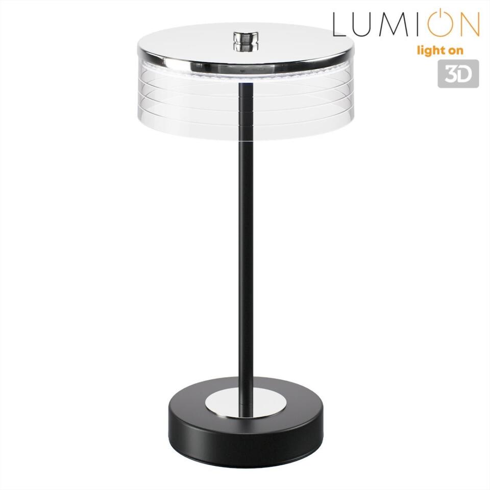 Фото №8  Настольная лампа LUMION 8203/1TL LEDIO LN26 531 серебро/черный/прозрачный, металл/акрил Настольная лампа LED 7W 4000К 220V SATIANA