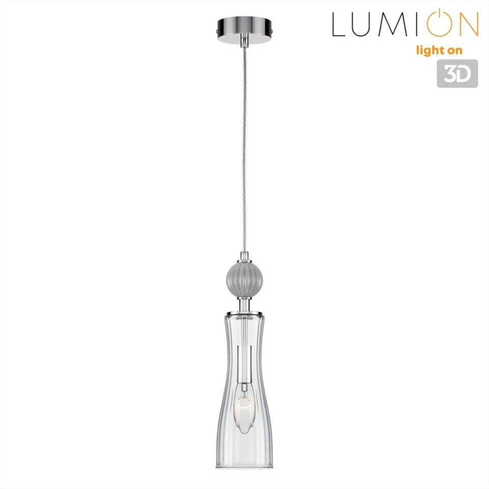 Фото №7  Подвесной светильник LUMION 8269/1A NEOCLASSI LN26 160 хром/серый/прозрачный, металл/керамика/стекло Подвес Е14 1*40W 220V EMILY