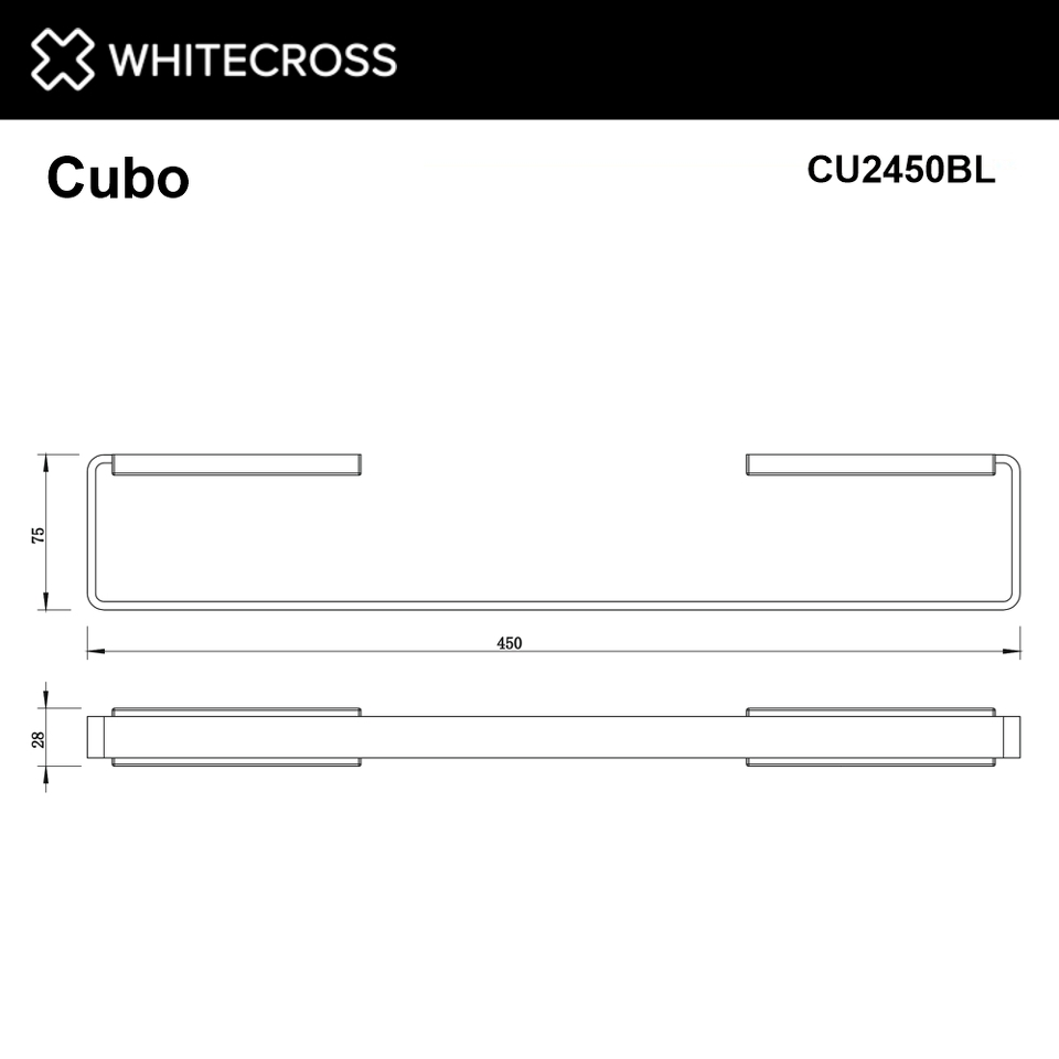 Фото №2  Полотенцедержатель 450 мм. WHITECROSS Cubo CU2450BL (черный мат)