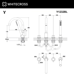 Превью фото №3  Смеситель для ванны на 4 отверстия WHITECROSS Y Y1232BL (черный мат)