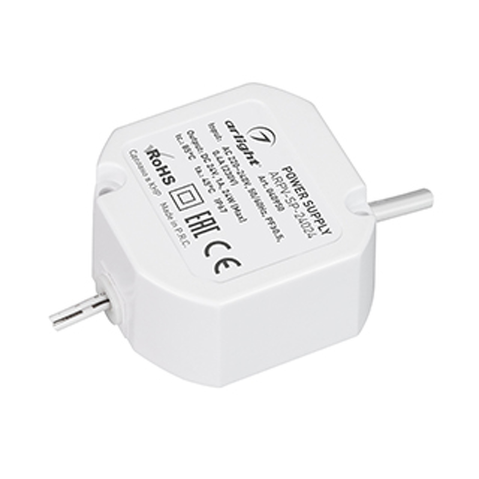 Фото №1  Arlight Блок питания ARPV-SP-24024 (24V, 1A, 24W) ( IP67 Пластик, 5 лет)
