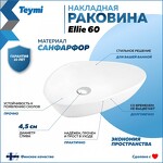 Превью фото №2  Раковина Teymi Раковина Ellie 60 накладная, белая