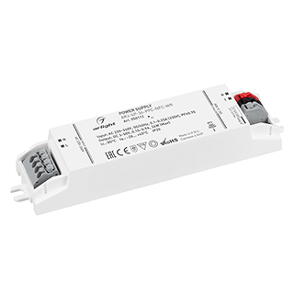Фото №1  Arlight Блок питания ARJ-SP-36-PFC-NFC-WR (36W, 3-50V, 0.15-0.9A) ( IP20 Пластик, 5 лет)