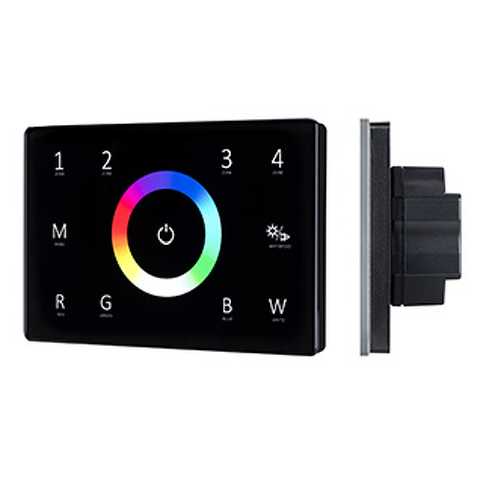 Фото №1  Arlight Панель Sens SMART-P85-RGBW Black (230V, 4 зоны, 2.4G) ( IP20 Пластик, 5 лет)
