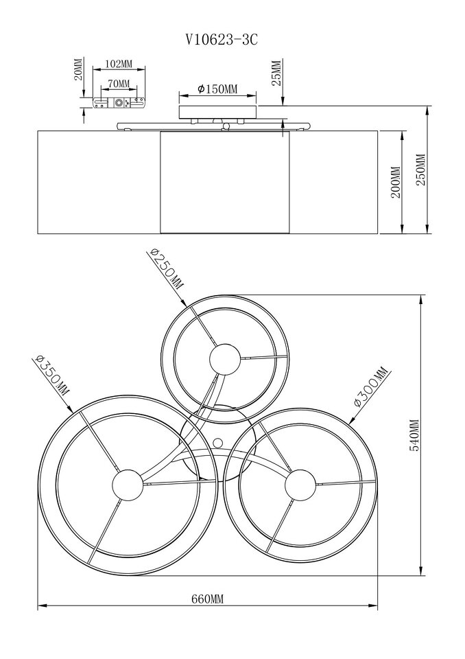 Фото №6  Подвесной светильник Светильник потолочный Moderli V10623-3C Room