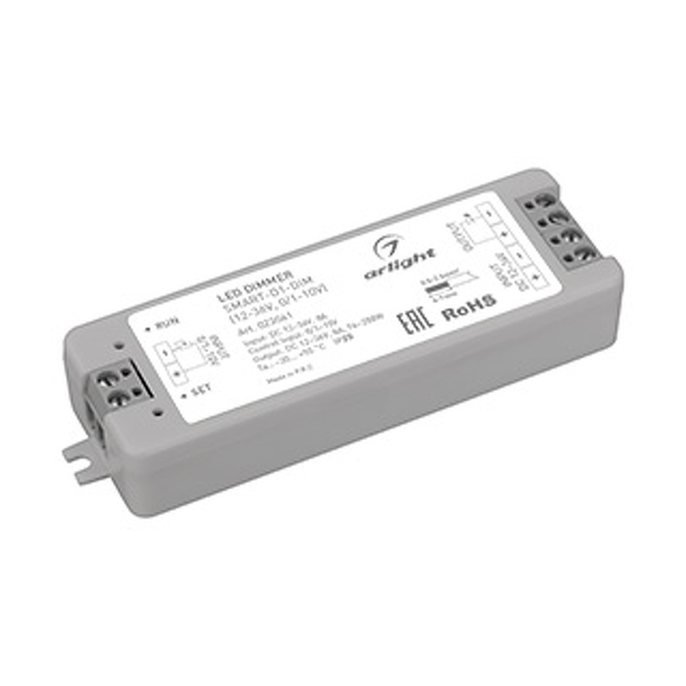Фото №1  Arlight Диммер SMART-D1-DIM (12-36V, 0/1-10V) ( IP20 Пластик, 5 лет)