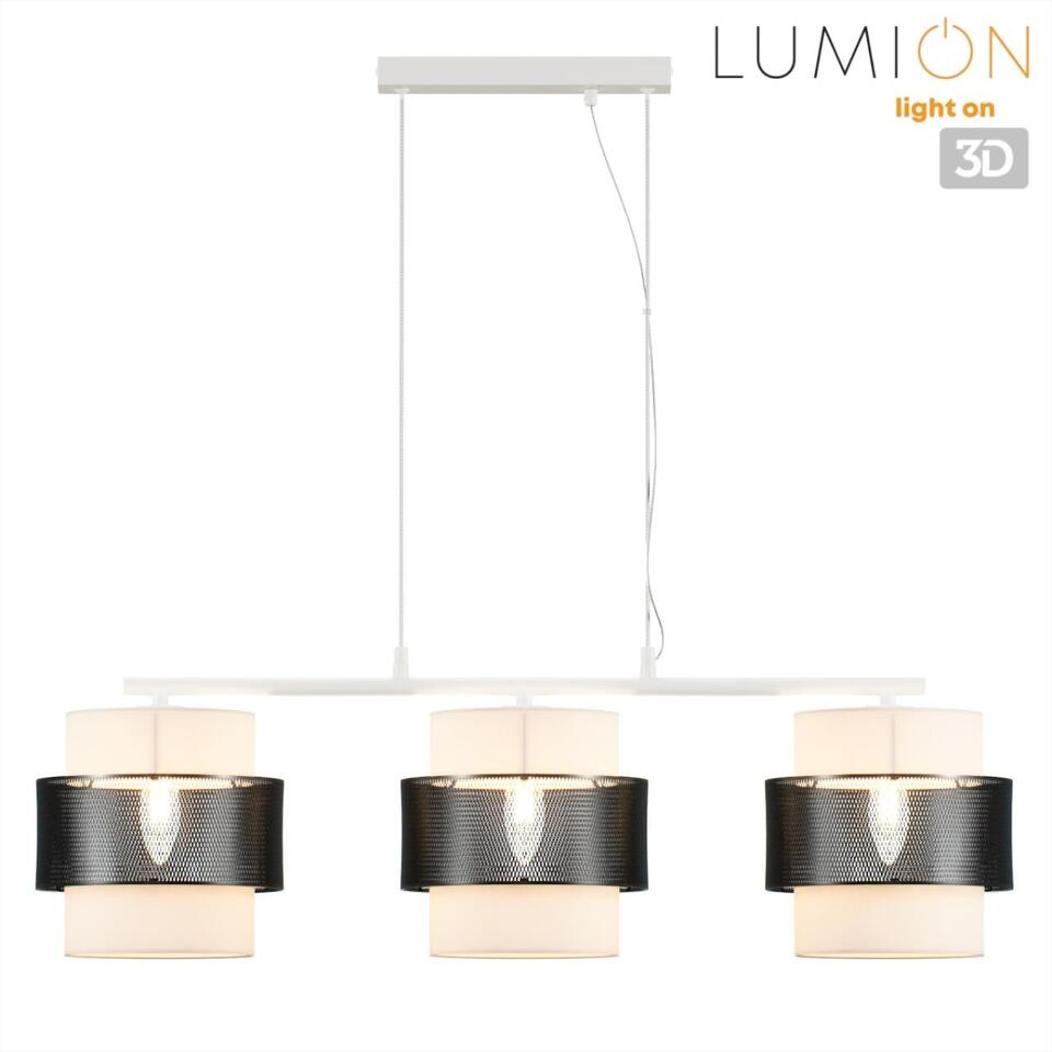 Фото №8  Подвесной светильник LUMION 8002/3A MODERNI LN25 000 белый, черный металл/металл, текстиль Подвес Е27 3*60W 220V ANIMAISA