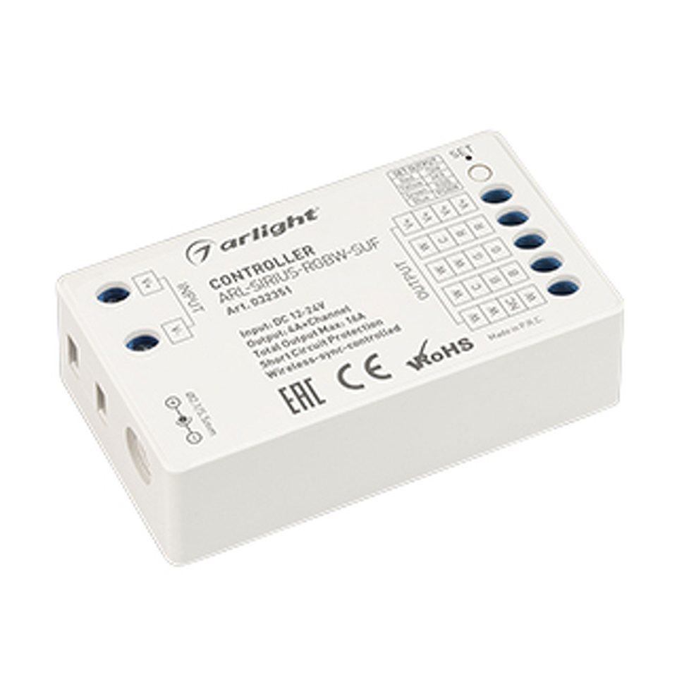 Фото №1  Arlight Контроллер ARL-SIRIUS-RGBW-SUF (12-24V, 4x4A, 2.4G) ( IP20 Пластик, 3 года)