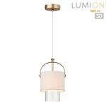 Превью фото №1  Подвесной светильник LUMION 6593/1 MODERNI LN26 406 латунь/белый, металл/текстиль, стекло Подвес E14 1*40W 220V JANE