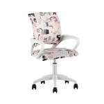 Превью фото №1  Кресло офисное TopChairs Simple SN Junior принт Pink Cats пластик белый