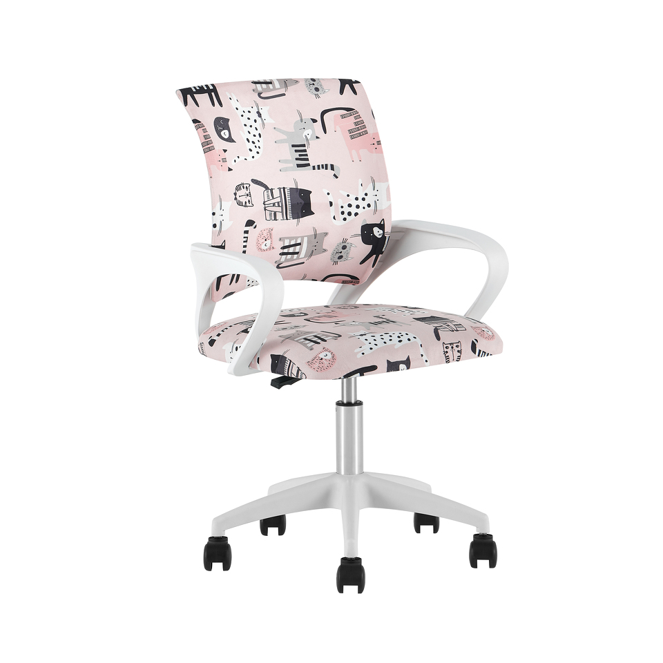 Фото №4  Кресло офисное TopChairs Simple SN Junior принт Pink Cats пластик белый