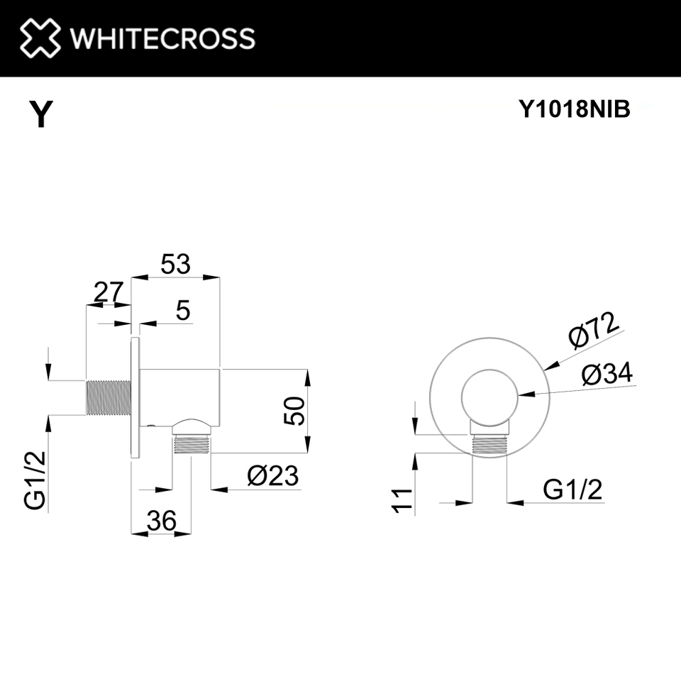Фото №2  Угловой соединительный элемент WHITECROSS Y1018NIB (брашированный никель)
