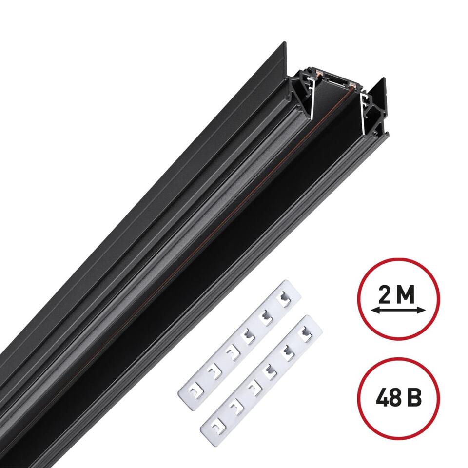 Фото №3  NOVOTECH 135201 SHINO NT23 172 черный Низковольтный шинопровод для монтажа в натяжной потолок 2м IP20 48V SMAL