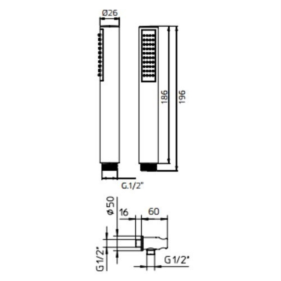 Фото №2  9910R710G Palazzani MIDI душевой гарнитур из ABS пластика Хром, 10/01Q