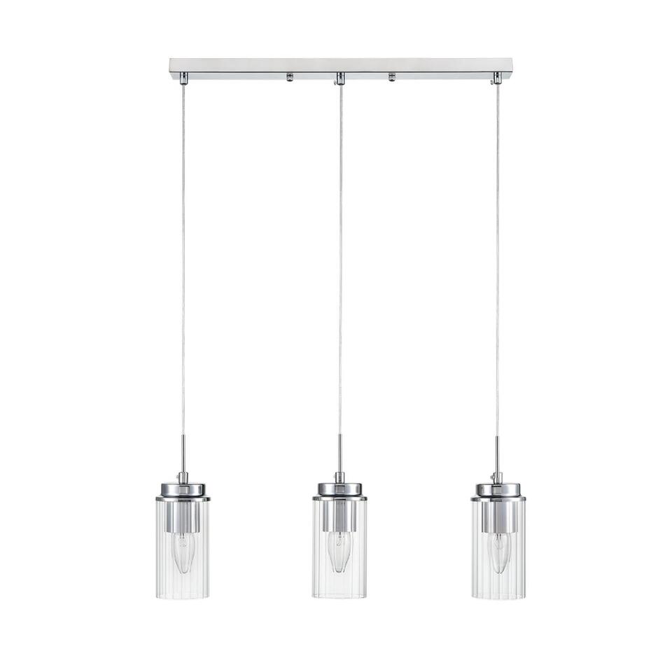 Фото №10  Подвесной светильник LUMION 8102/3A COMFI LN26 408 хром/прозрачный металл/металл Подвес Е14 3*40W 220V ISHA