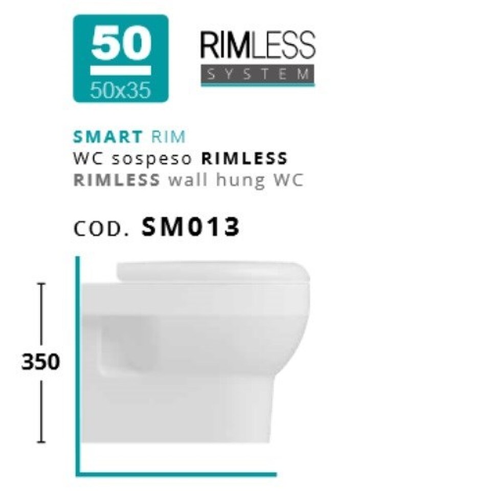 Фото №4  Унитаз SM013 Althea Smart Rim подвесной унитаз с безободковой системой смыва  Белый глянец
