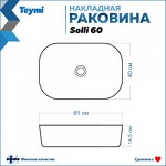 Превью фото №3  Раковина Teymi Раковина Solli 60 artceramic, накладная, Белый Мрамор T50398