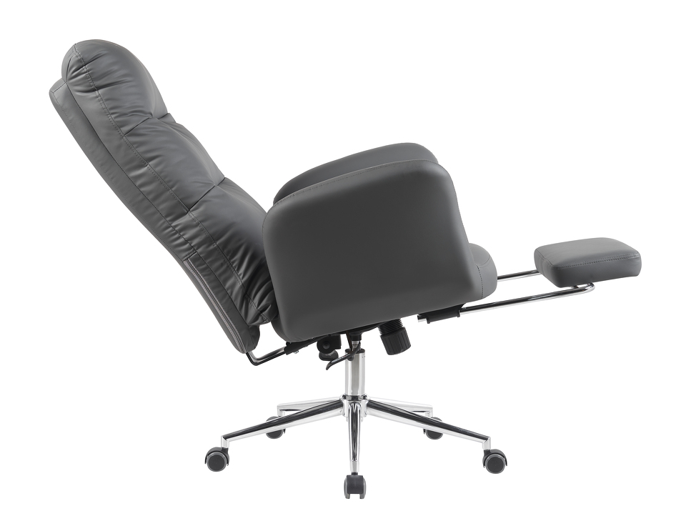 Фото №6  Кресло руководителя TopChairs Solid NC с оттоманкой серый