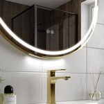 Превью фото №10  Watersense Зеркало Lina Supernova Gold D80, LED подсветка, сенсор, антипар T20123