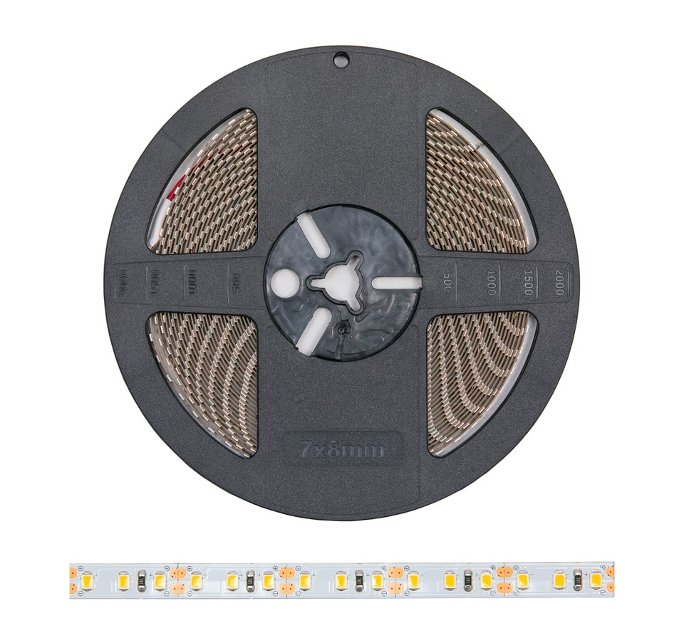 Фото №1  Светодиодная лента DLIGHT, ширина 8 мм, длина 10000 мм, 120 led/м, 12 V, 9.6 W/м, теплый (3000K)