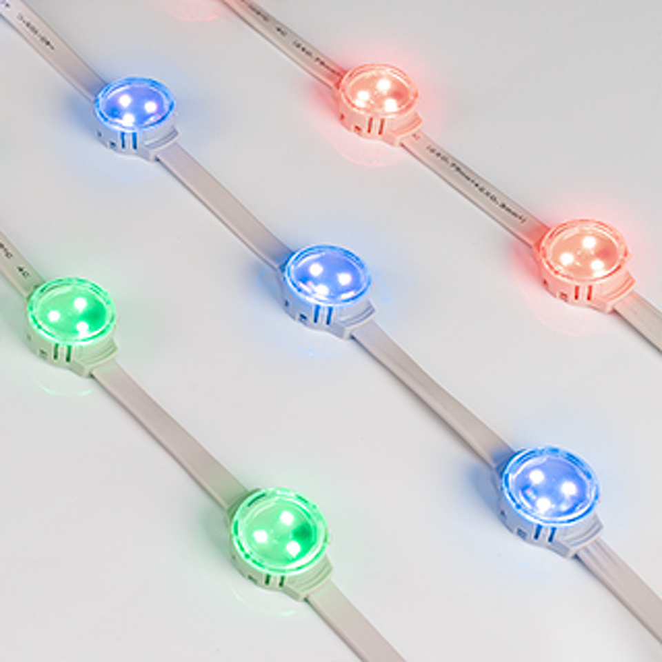 Фото №1  Arlight Модуль управляемый SOLEX-SPI-3535-3-12V RGB 120deg (D30x16mm, 0.75W, IP67) ( Пластик, 3 года)