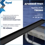 Превью фото №3  Teymi Душевой трап Aina под плитку, с сухим затвором, вертикальный выпуск 10х80 c решеткой, черный T90360