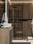Превью фото №3  Teymi Душевая перегородка Helmi 90x200, прозрачное закаленное стекло, профиль черный матовый T00301