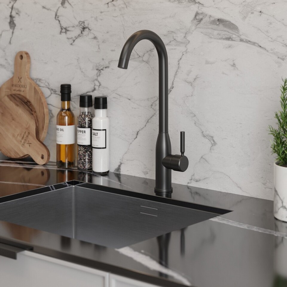 Фото №11  Watersense Смеситель для кухни Lina, черный матовый T10224