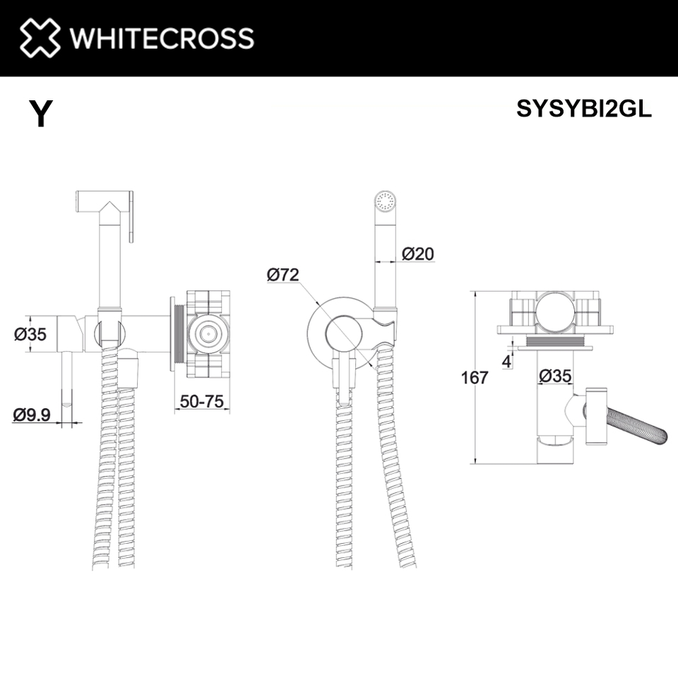 Фото №3  Система для биде скрытого монтажа WHITECROSS Y SYSYBI2GL (золото)