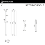 Превью фото №2  Душевой гарнитур на штанге WHITECROSS SET51MICROGLB (брашированное золото)