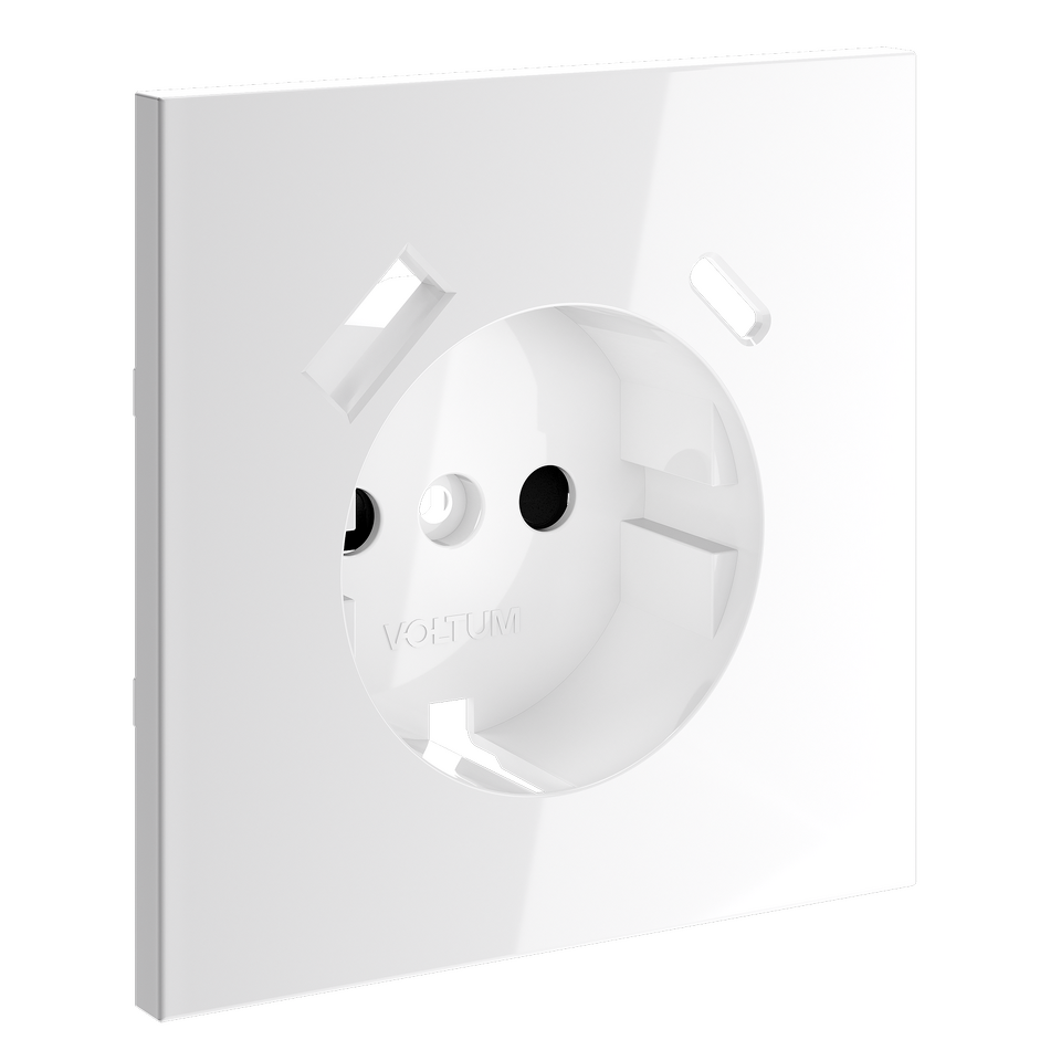 Фото №3  VOLTUM Накладка для розетки с заземлением и защитными шторками, с USB A+C, S70 (белый глянцевый)