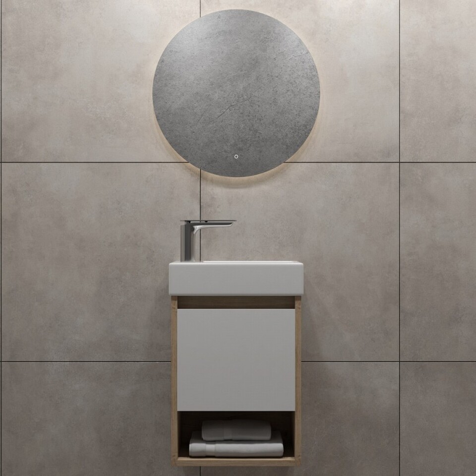 Фото №10  Teymi Тумба подвесная Nura 37, дуб эврика/белый матовый