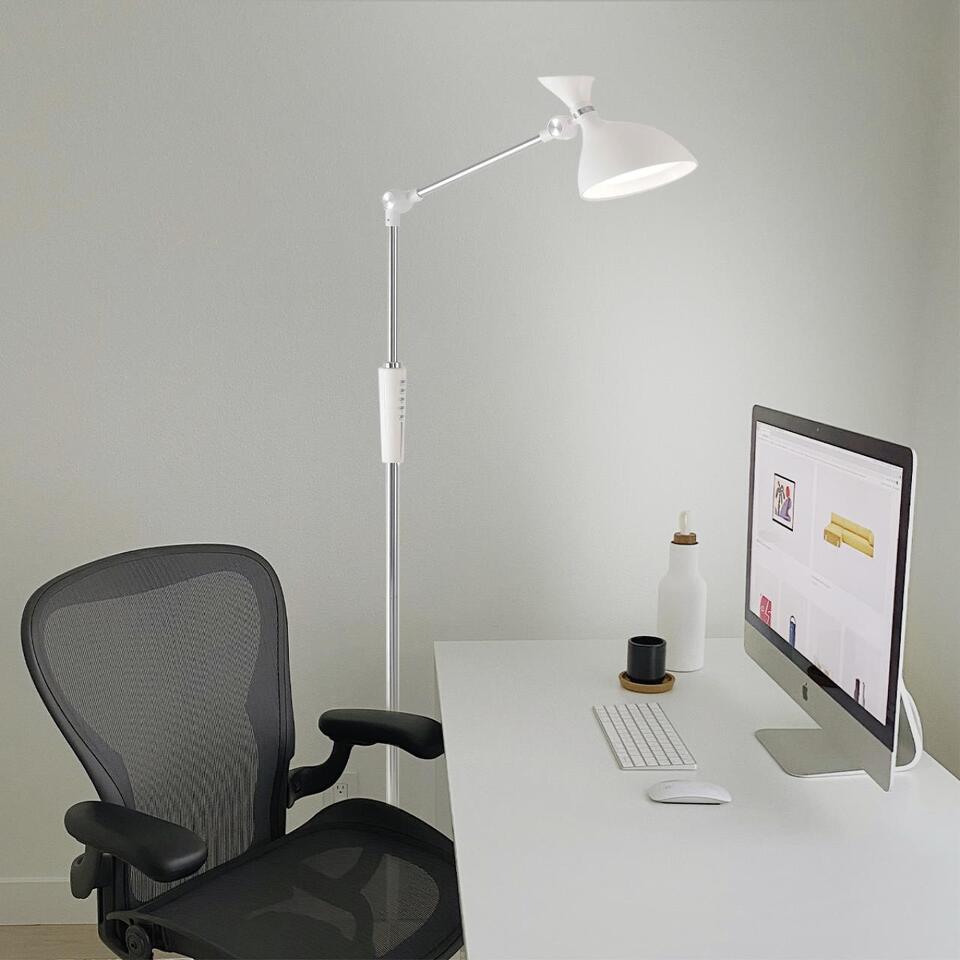 Фото №7  Торшер LUMION 8330/15FL LEDIO LN26 458 белый, металл/пластик Торшер LED 15W 3000/4000/6000K 220-240V ССТ/диммер HORSA