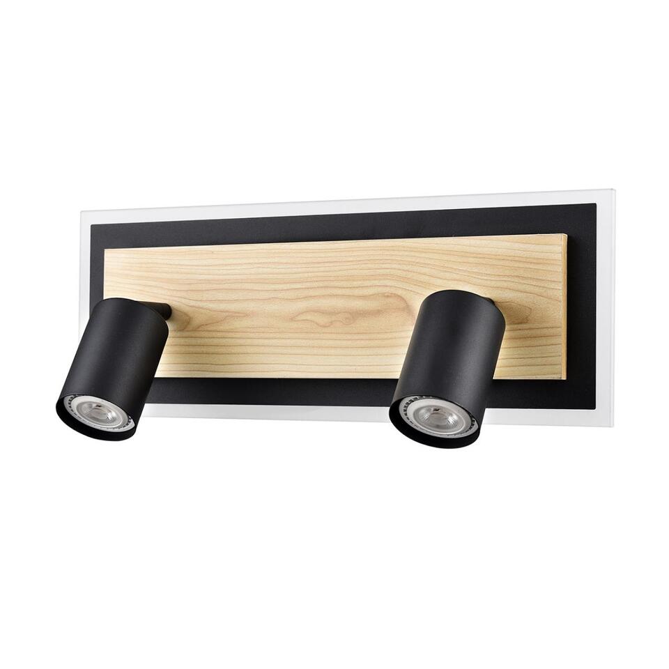 Фото №5  LUMION 8025/19WL LEDIO LN24 000 черный/дерево, металл/МДФ Настенный светильник GU10 LED 2*10W + LED 19W 4000K 220V PINE