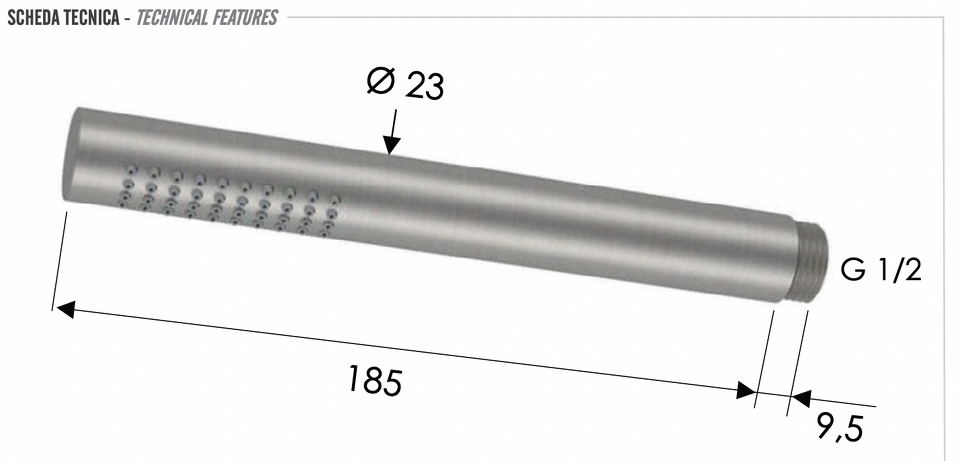 Фото №2  Ручной душ Remer INOX SS317MMX, нержавеющая сталь
