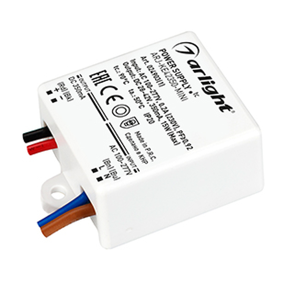 Фото №1  Arlight Блок питания ARJ-KE42350-MINI (15W, 350mA, PFC) ( IP20 Пластик, 5 лет)