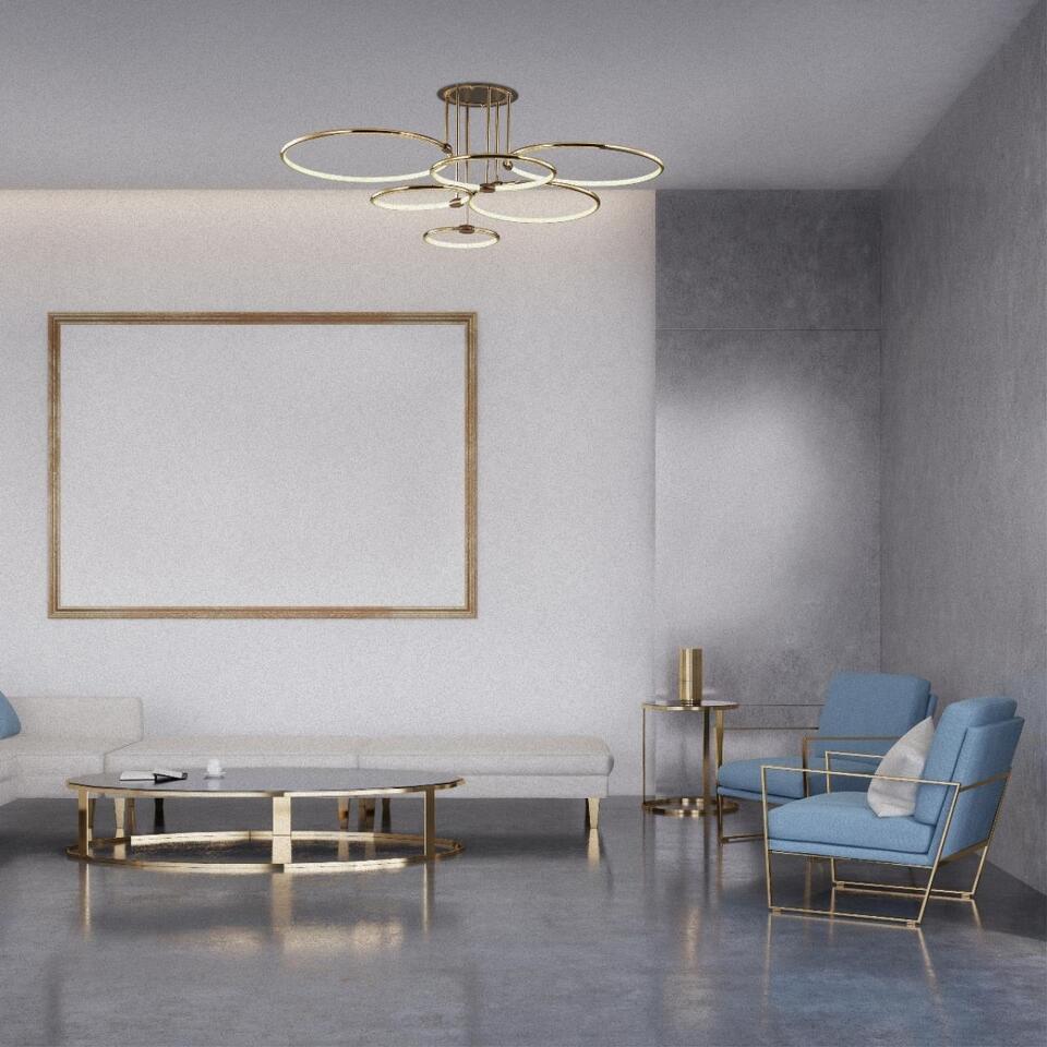Фото №5  Люстра LUMION 5283/99CL LEDIO LN26 270 золотой, коричневый Люстра потолочная LED 156W 3000-6000K с пультом ДУ 220V URSULA