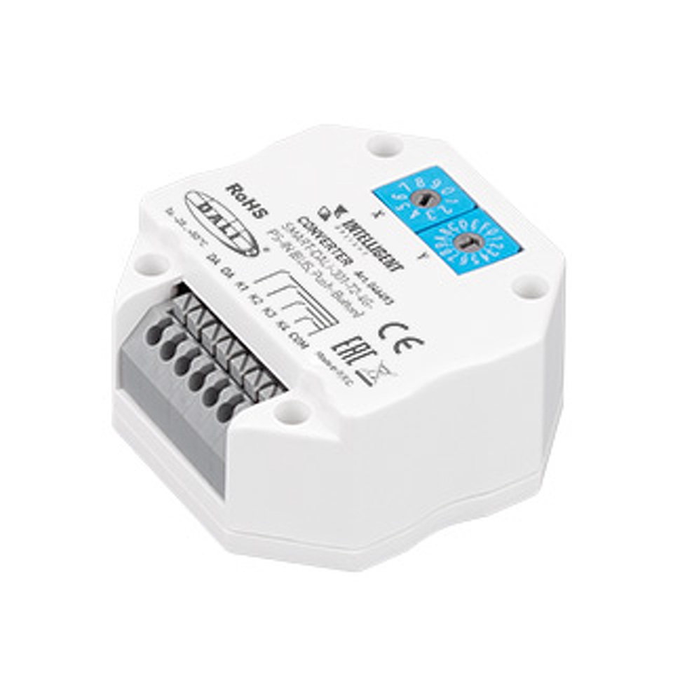 Фото №1  IARL INTELLIGENT ARLIGHT Конвертер SMART-DALI-301-72-4G-PS-IN (BUS, Push-Button) ( IP20 Пластик, 5 лет)