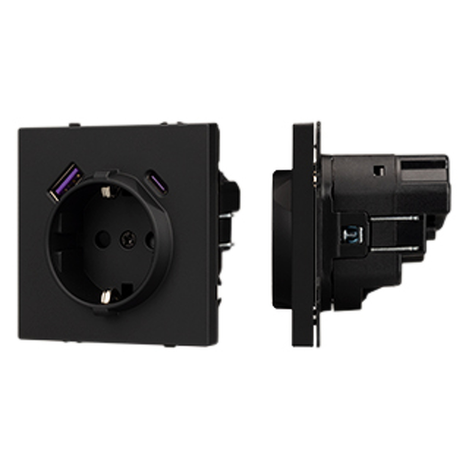Фото №1  Розетка Arlight Механизм розетки с USB зарядкой SCT-NOBE-MUAC-SFPL-BK (230V, 16A) ( Черный оникс)